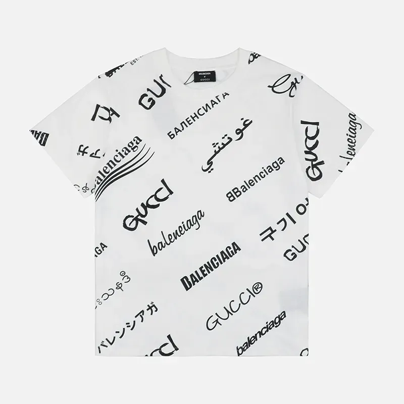BALENCIAGA CO-Branding-Tiert-Multilabel-Barrage-Print T-shirt Reps