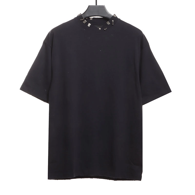 Balenciaga washed T-shirt with perforations and rivets Reps
