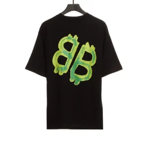Balenciaga-Green-Lacquered-Double-B-T-Shirt-1.webp