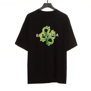Balenciaga-Green-Lacquered-Double-B-T-Shirt.webp