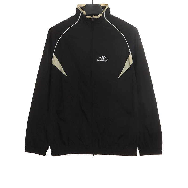 Balenciaga Contrast Patchwork Stand Collar Coat Reps