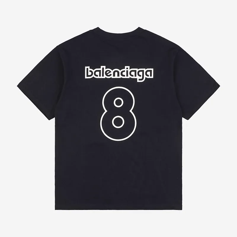 Balenciaga Black 8-Letter Logo Print On The Back T-Shirt Reps