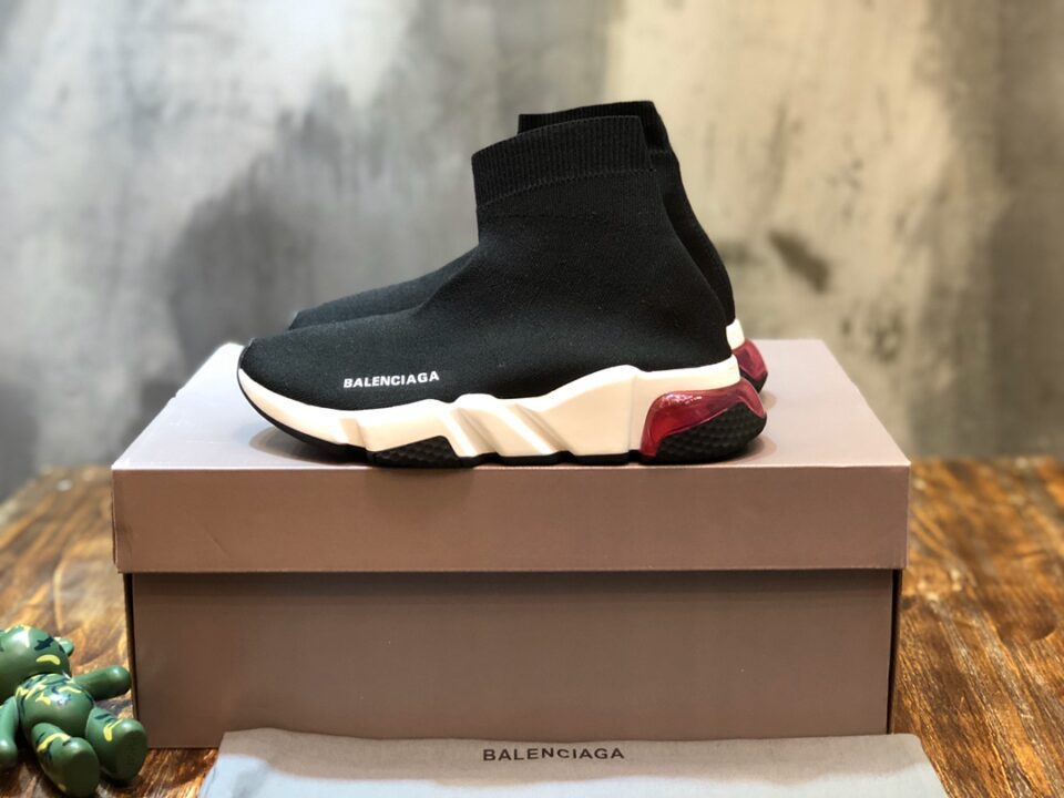 Balenciaga Speed Clear Sole Replica Trainers “Black Red”