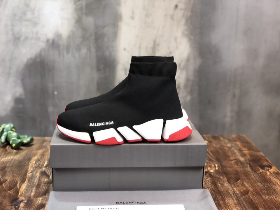 Balenciaga Speed Clear Sole Replica Trainer “Black White & Red Sole”