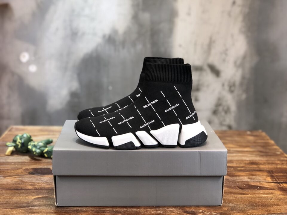 Balenciaga Speed Trainer “Logo Print Black White” Sneaker Reps