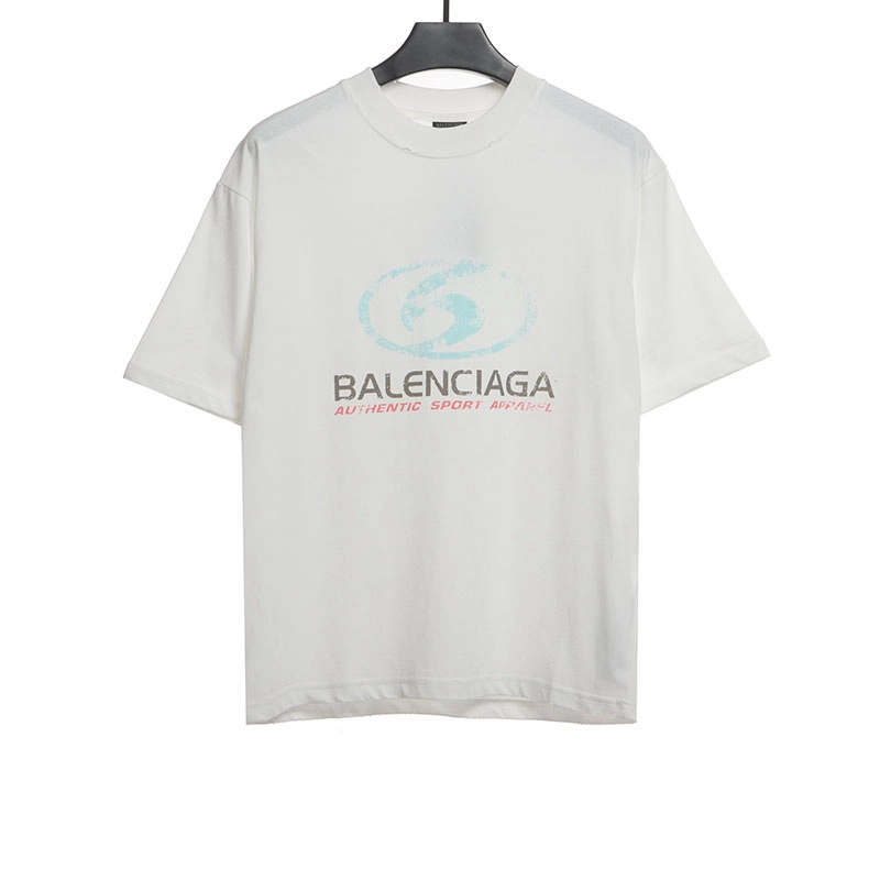 Balenciaga Verwaschener Surf-Print im Distressed-Look T-shirt