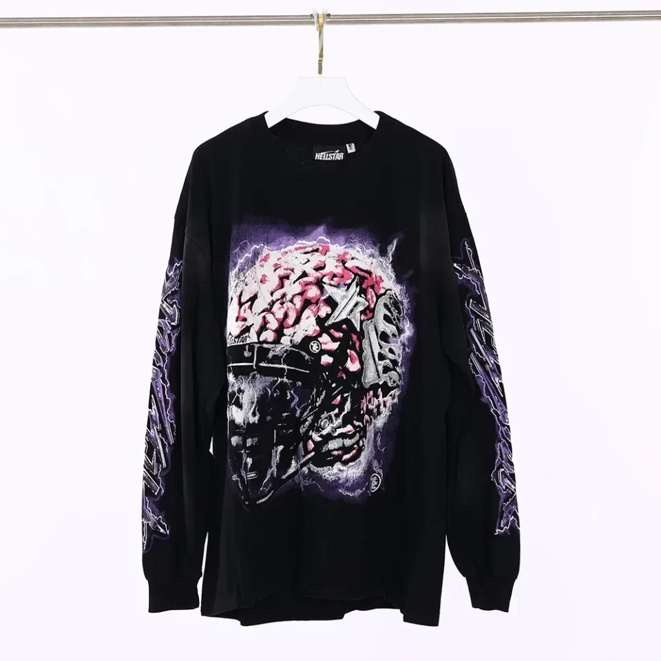 Hellstar Studios – Long Sleeve T-Shirt with Brain Print