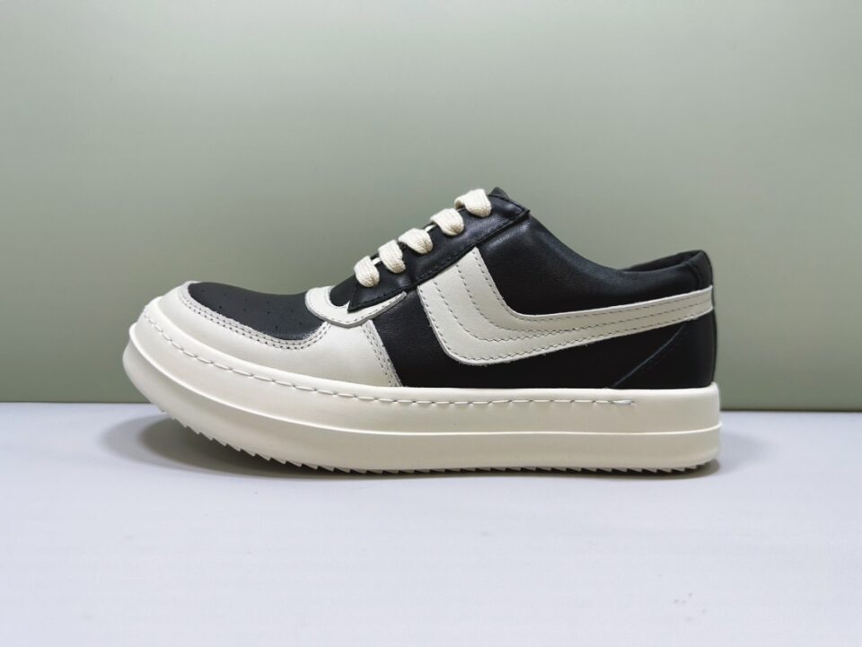 Rick Ownens rep sneaker-BLACK WHITE LEATHER