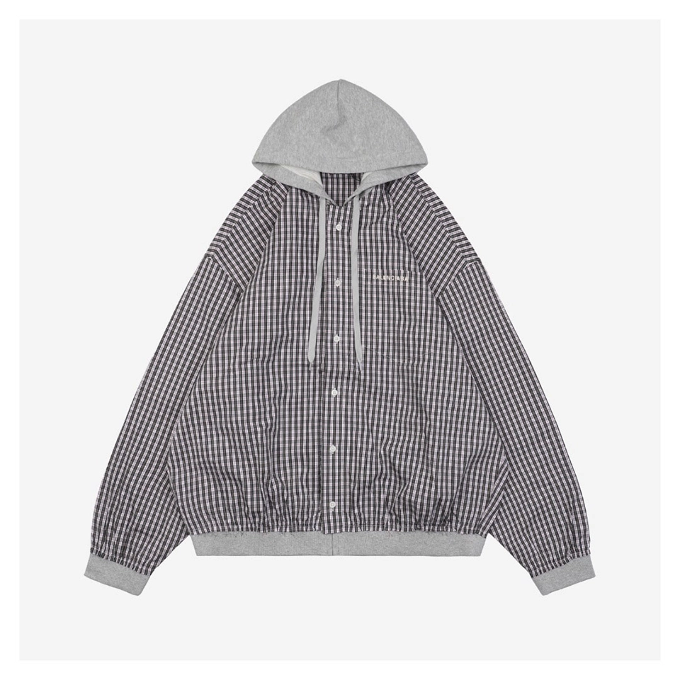 Balenciaga Paneled Check Hooded Jacket