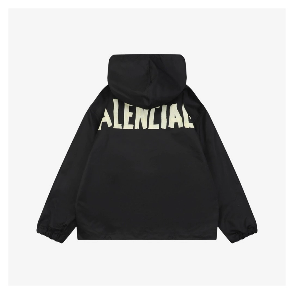 Balenciaga Yellow Tape Logo Hooded Windbreaker Jacket