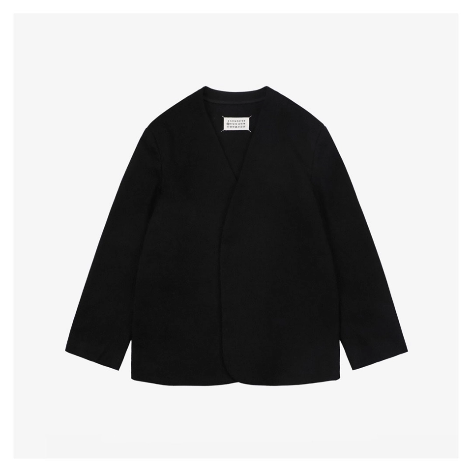 Maison Margiela Collarless Wool-Blend Suit Jacket