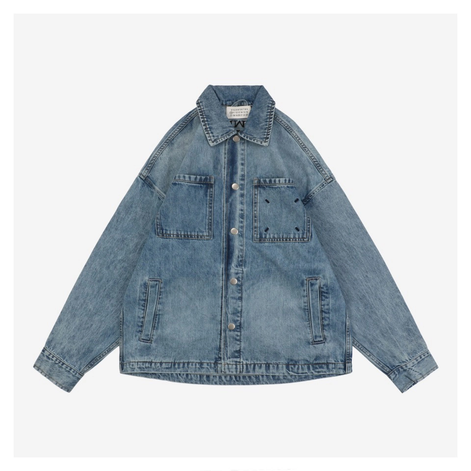 Maison Margiela Four-Stitch Detail Inverted Lettering Denim Jacket