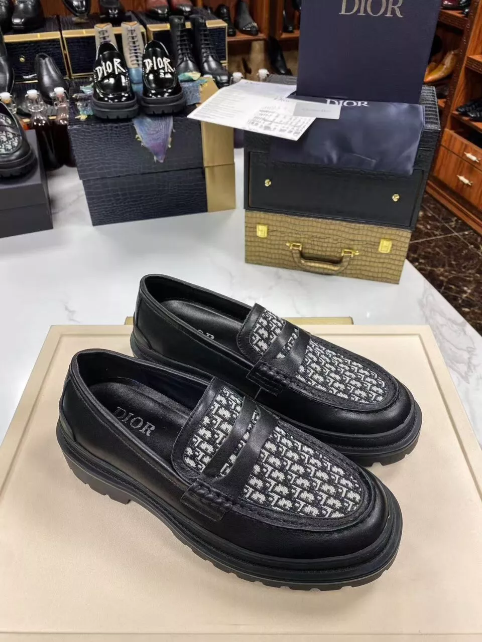 Dior Explorer Loafer Black Beige Black Dior Oblique Jacquard
