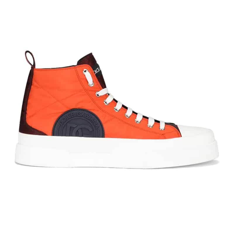 DOLCE AND GABBANA QUILTED TWO-TONE NYLON PORTOFINO LIGHT MID-TOP SNEAKERS