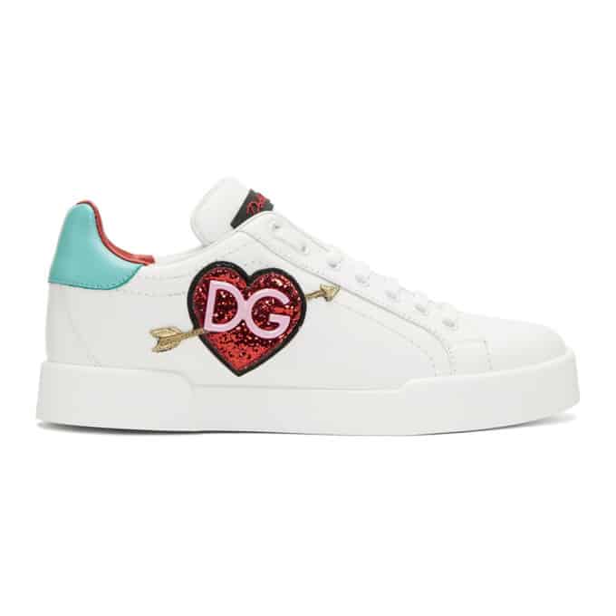 DOLCE & GABBANA WHITE HEART SNEAKERS
