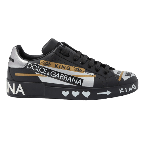 DOLCE & GABBANA PORTOFINO SLIP-ON SNEAKERS IN PRINTED CALFSKIN
