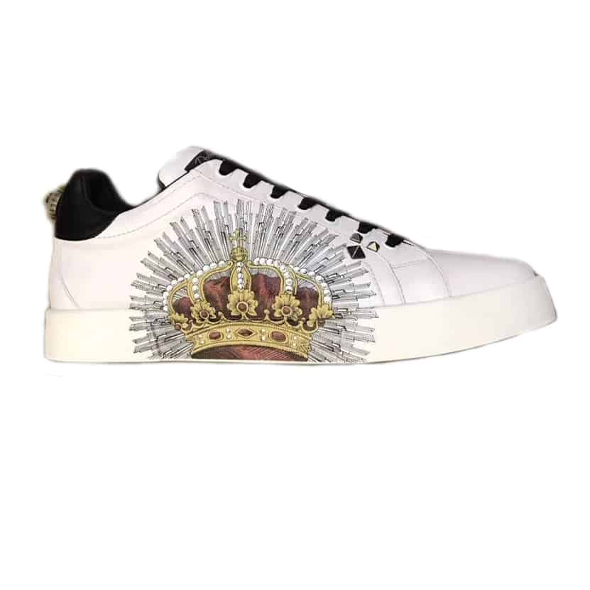 DOLCE & GABBANA PRINTED CALFSKIN PORTOFINO SNEAKERS