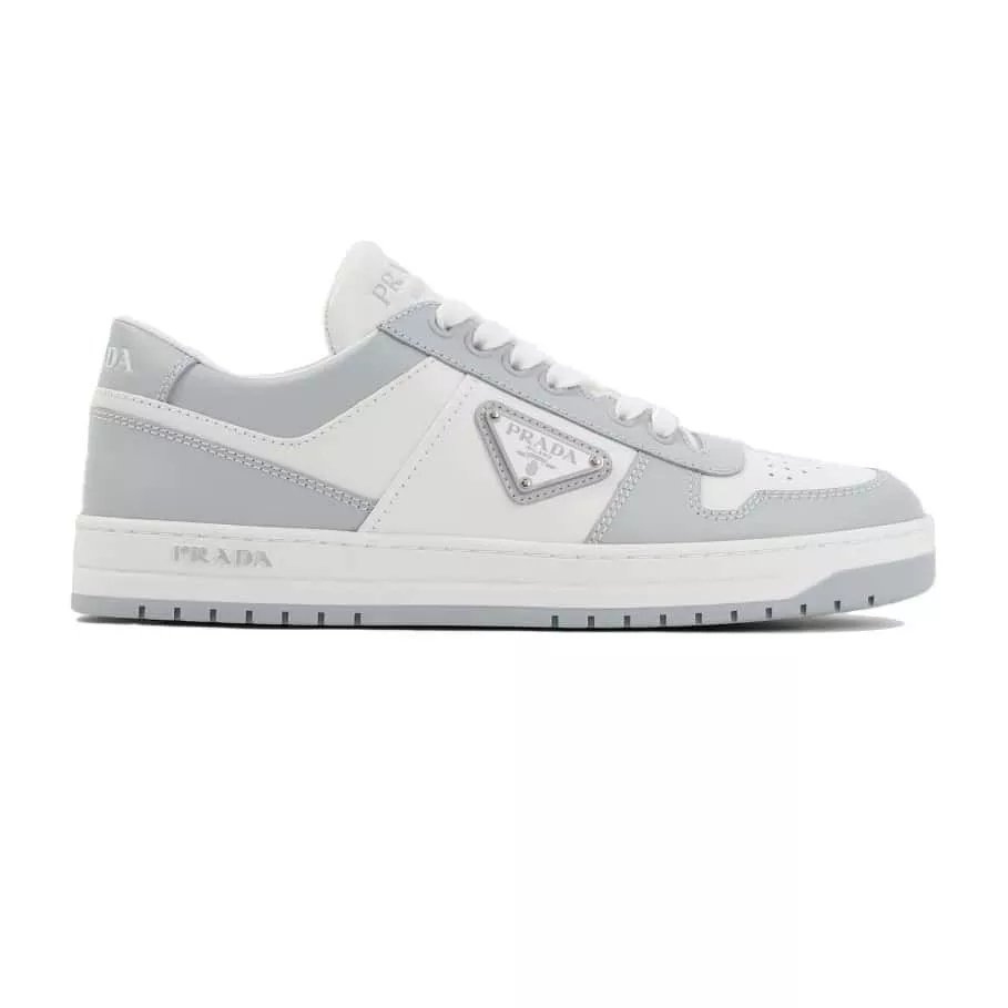 DOWNTOWN LEATHER SNEAKERS IN WHITE AND LACQUER GRAY