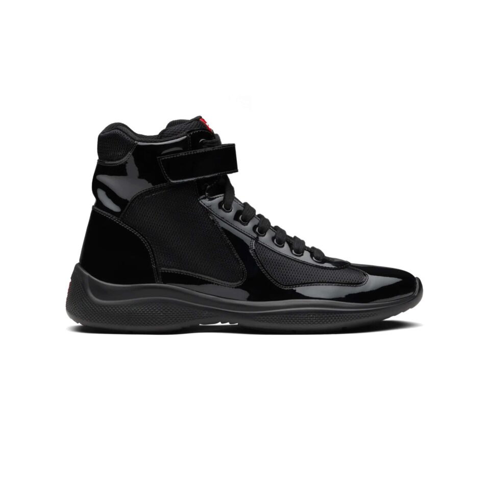 PRADA AMERICA’S CUP HIGH-TOP SNEAKERS IN BLACK