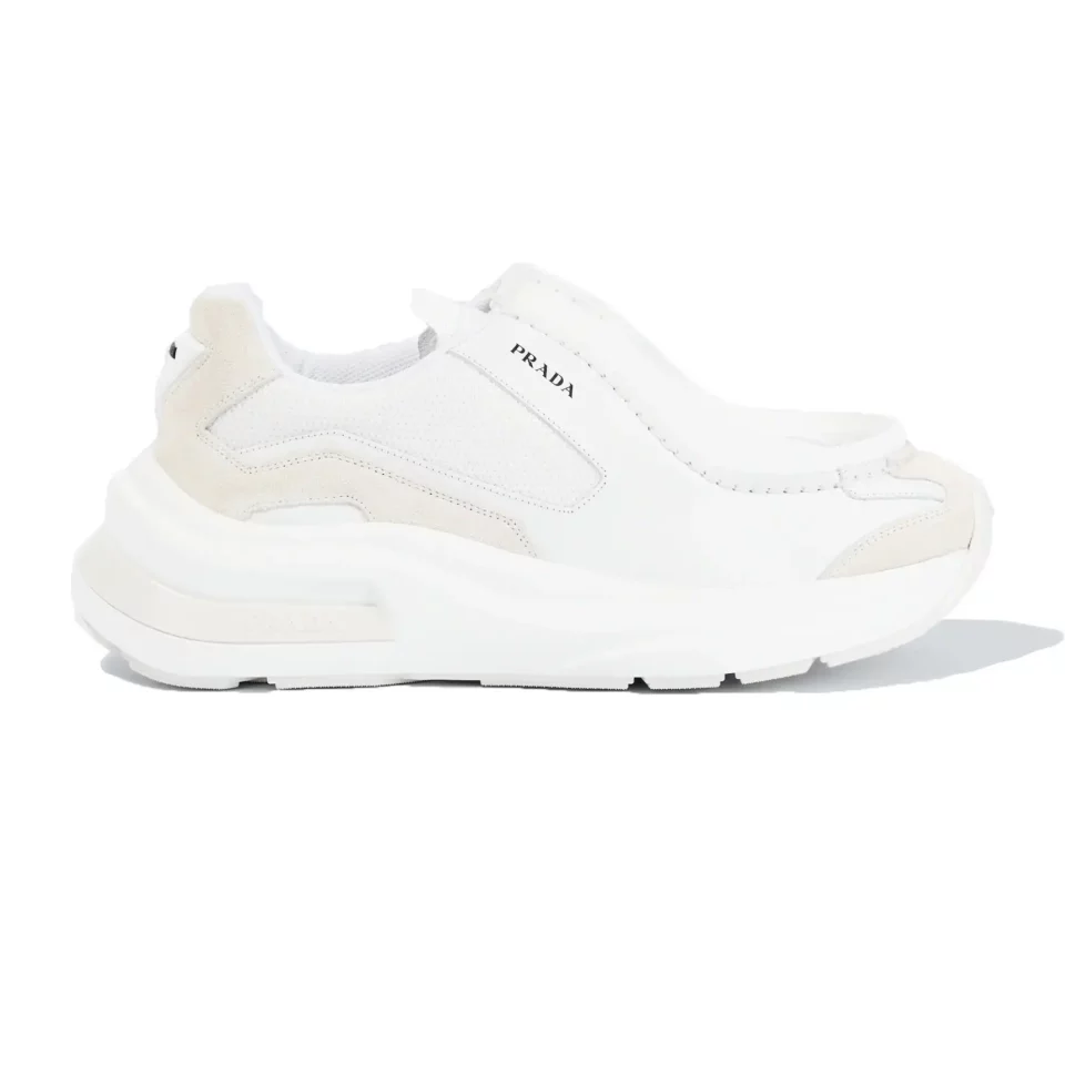 PRADA BRUSHED LEATHER SNEAKERS BIKE FABRIC SUEDE