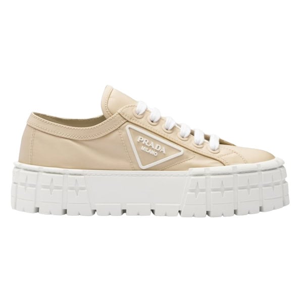 PRADA DOUBLE WHEEL RE-NYLON GABARDINE SNEAKERS BEIGE