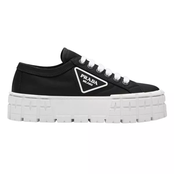 PRADA DOUBLE WHEEL RE-NYLON GABARDINE SNEAKERS BLACK