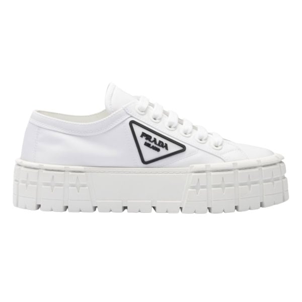 PRADA DOUBLE WHEEL RE-NYLON GABARDINE SNEAKERS WHITE