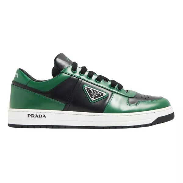 PRADA DOWNTOWN LEATHER SNEAKERS GREEN