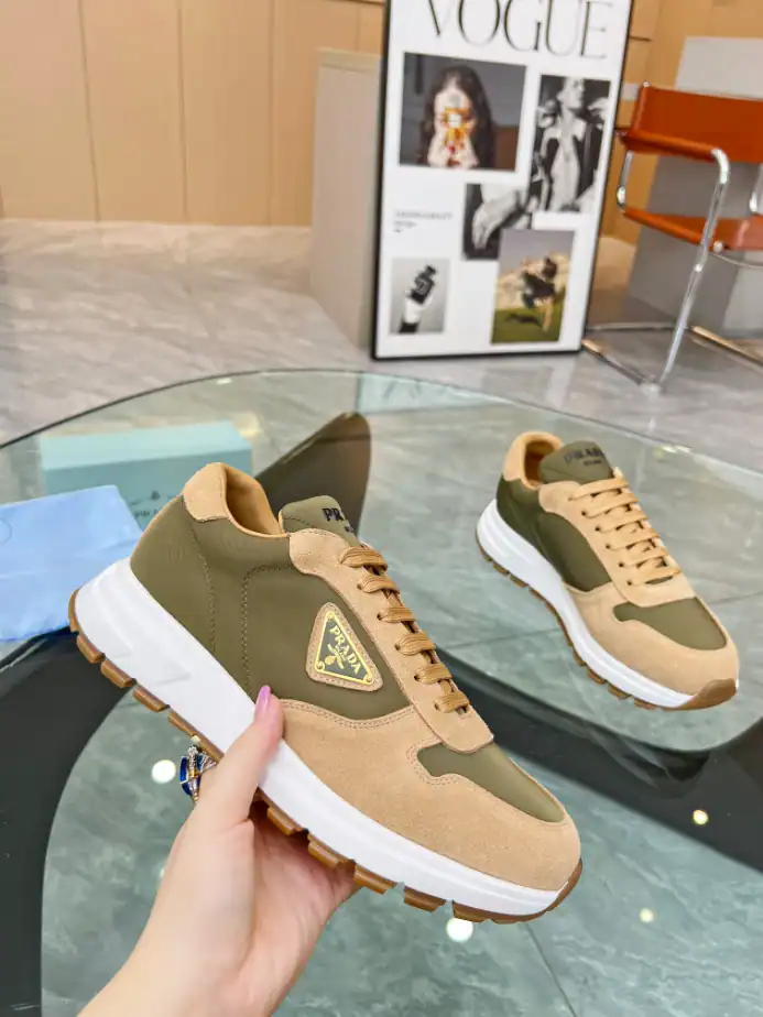 PRAX 01 DELAVÉ SUEDE AND RE-NYLON SNEAKERS