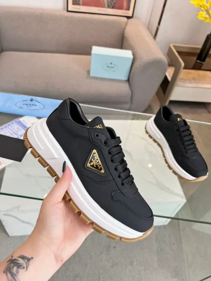 PRAX 01 DELAVÉ SUEDE AND RE-NYLON SNEAKERS