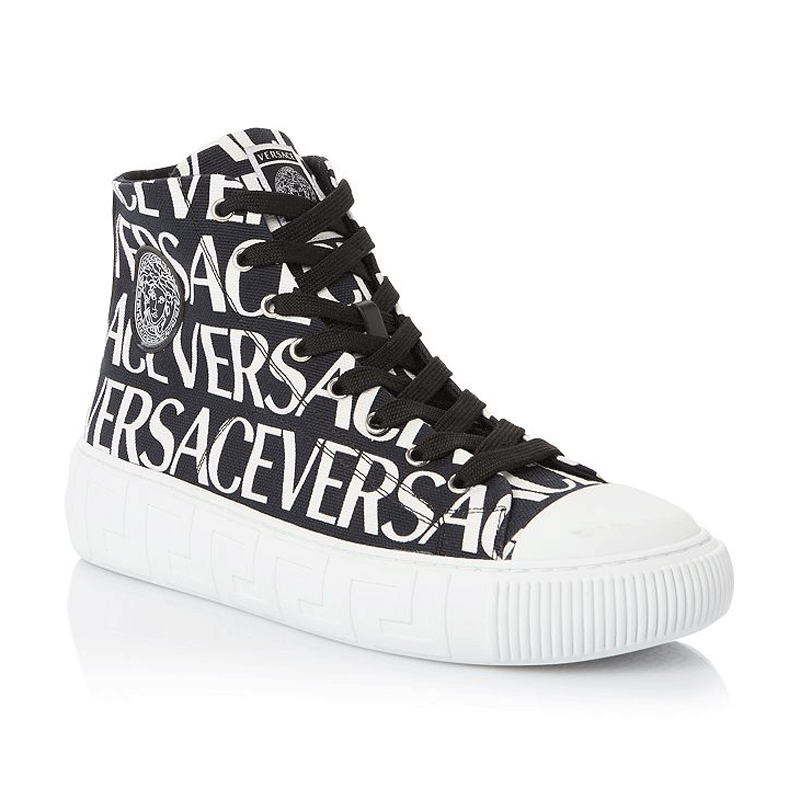 VERSACE LA GRECA LOGO PRINT HIGH TOP SNEAKER – VS66