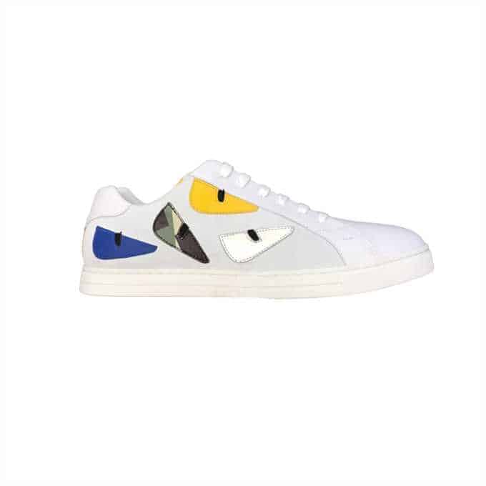 FENDI MONSTER EYES LOW-TOP TRAINERS SNEAKERS IN WHITE – FD06